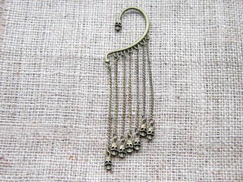 Skull & Chain Bronze Ear Wrap