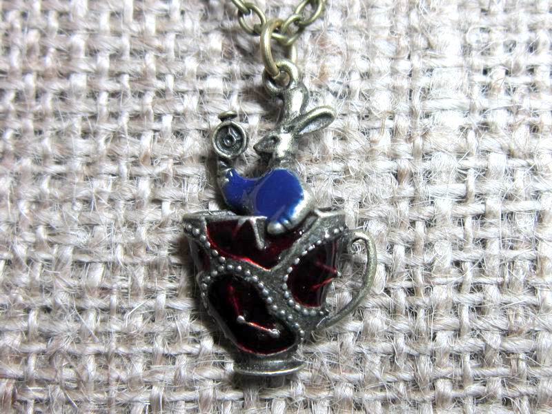 White Rabbit in Teacup Bronze Necklace - Image 3